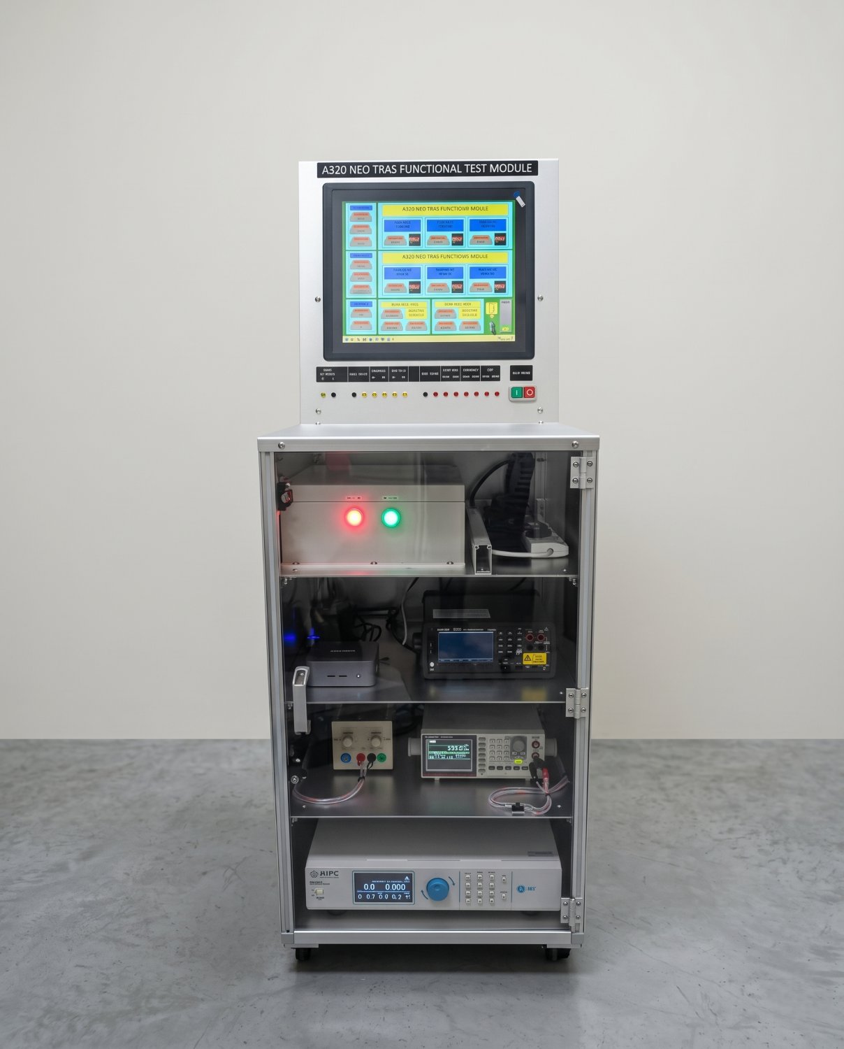 A320 Neo functional test module — full rack